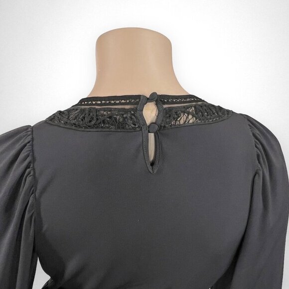 BCBGMAXAZRIA XS Long Sleeve Black Dress Goth Emo Whimsigoth - Picture 4 of 11